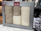 Luxury Turkish Cotton Towel Set 4 Piece Bathroom Set Cream and Beige 2 Bath Towels 2 Hand Towels Soft Hotel Quality Spa Gift