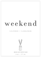 Leather + Cardamom Reed Diffuser | Non-Toxic, Vegan, Hand-Poured 6Oz | WEEKEND