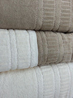 Luxury Turkish Cotton Towel Set 4 Piece Bathroom Set Cream and Beige 2 Bath Towels 2 Hand Towels Soft Hotel Quality Spa Gift