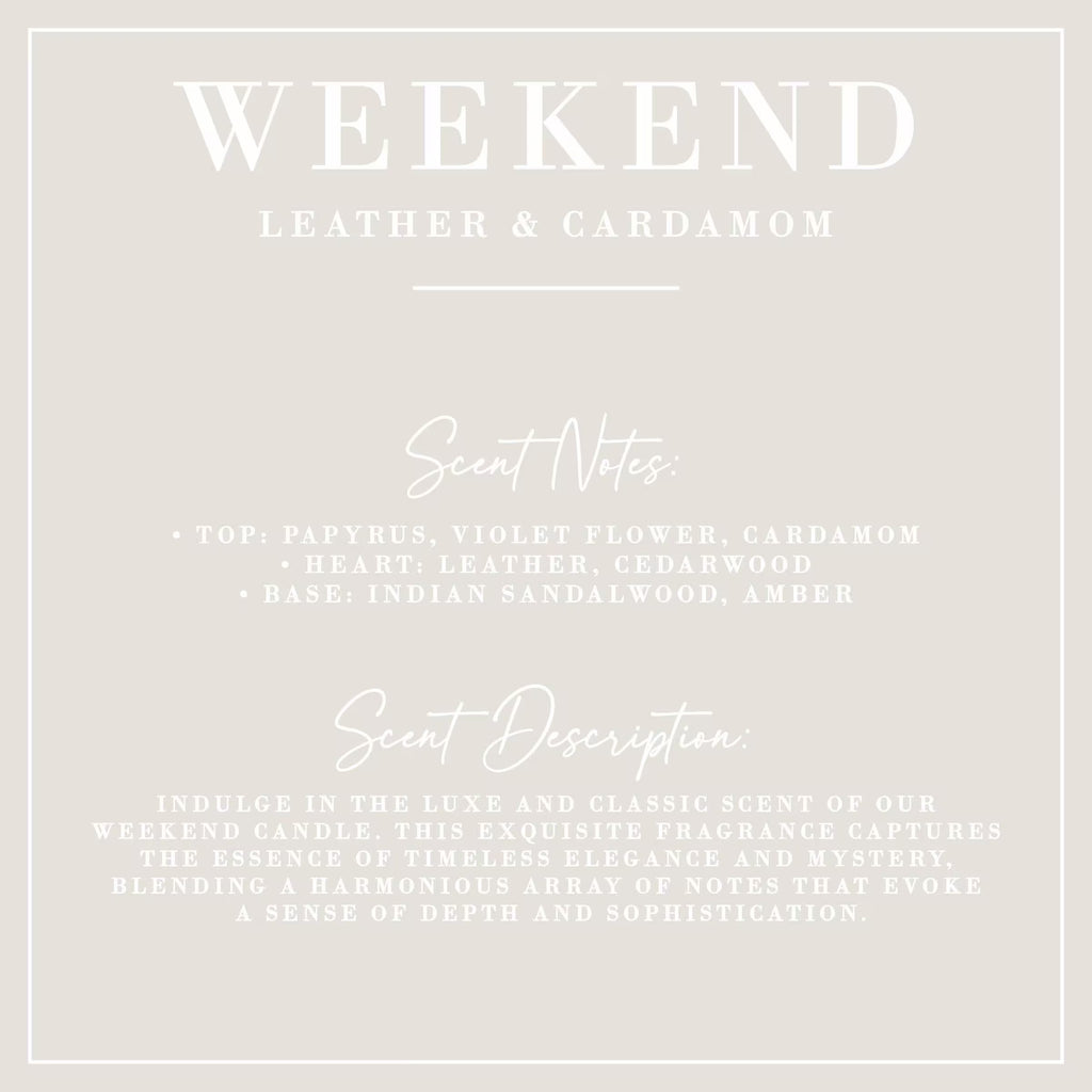 Leather + Cardamom Reed Diffuser | Non-Toxic, Vegan, Hand-Poured 6Oz | WEEKEND