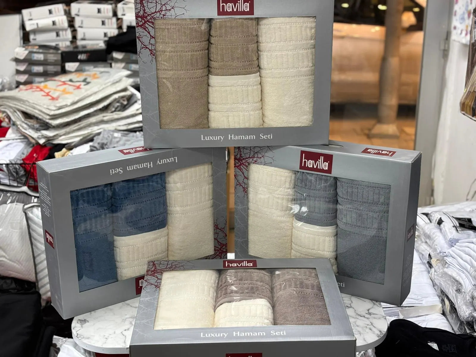 Luxury Turkish Cotton Towel Set 4 Piece Bathroom Set Cream and Beige 2 Bath Towels 2 Hand Towels Soft Hotel Quality Spa Gift