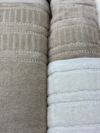 Luxury Turkish Cotton Towel Set 4 Piece Bathroom Set Cream and Beige 2 Bath Towels 2 Hand Towels Soft Hotel Quality Spa Gift