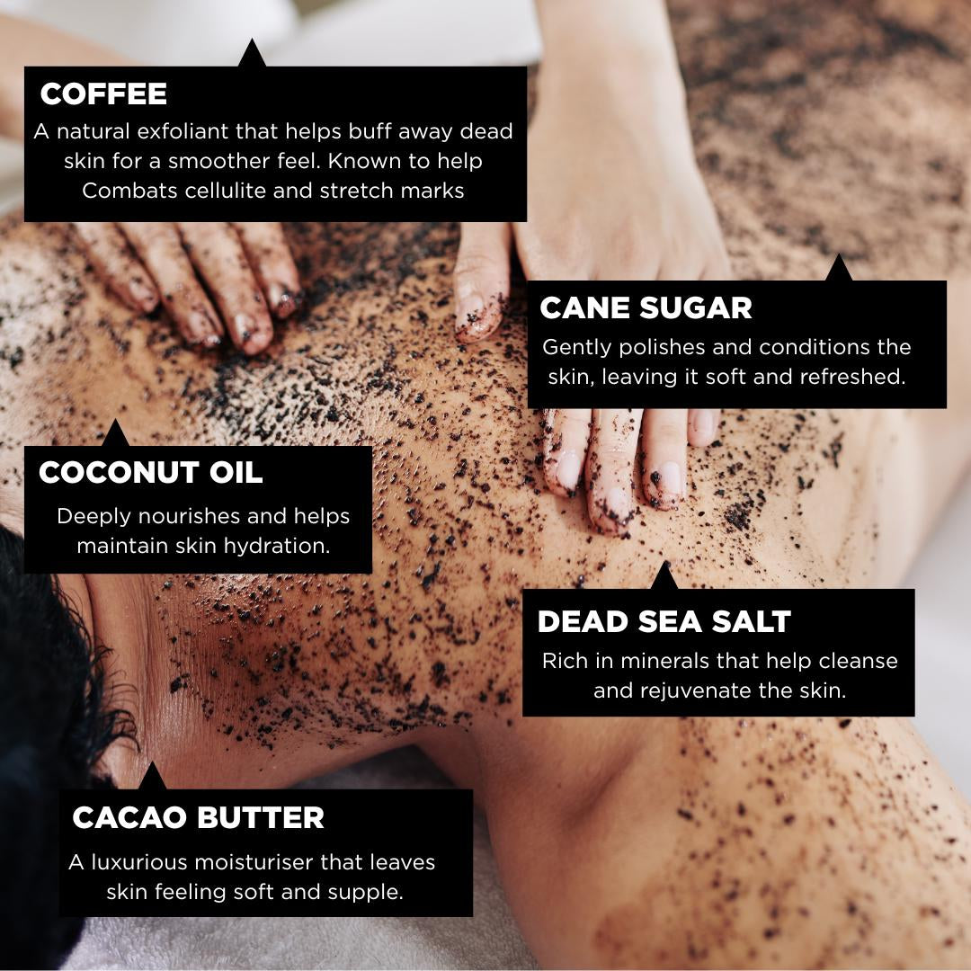 Organic Coffee Mint Body Scrub: Cacao, Shea & Coconut Butter (250G)