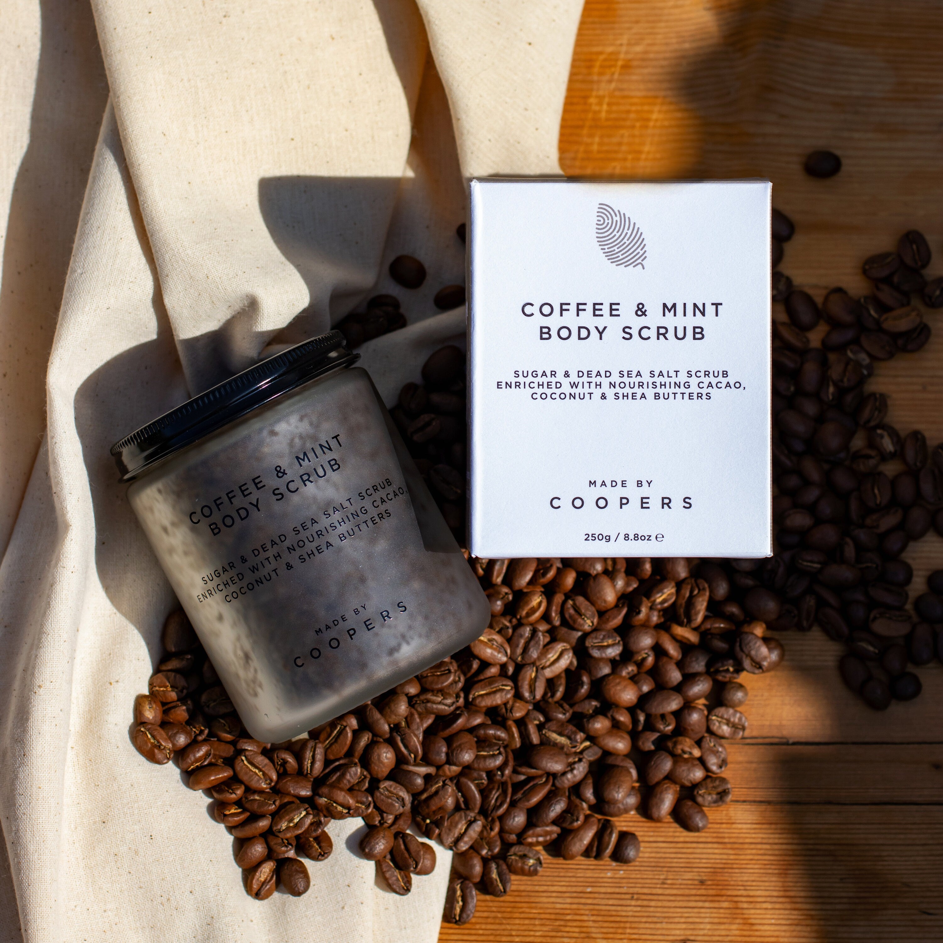 Organic Coffee Mint Body Scrub: Cacao, Shea & Coconut Butter (250G)