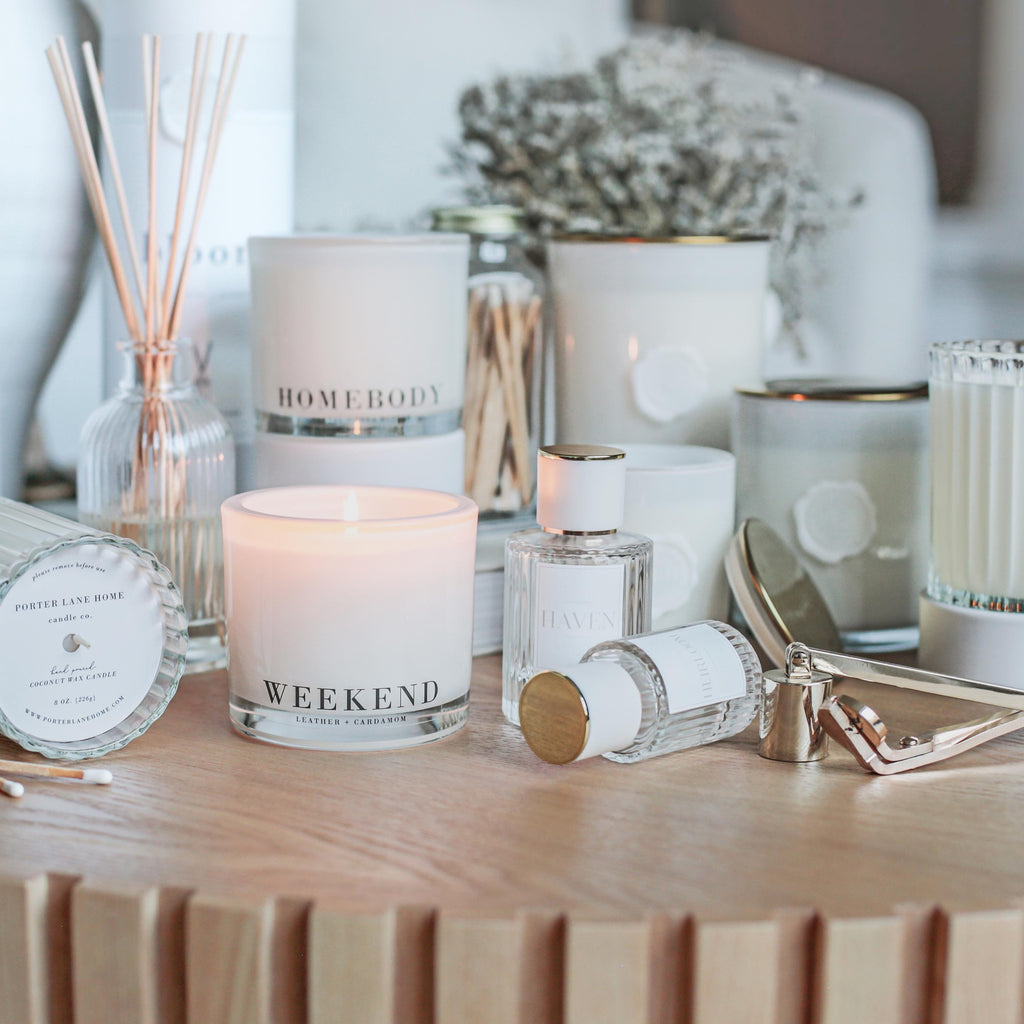 Leather + Cardamom Reed Diffuser | Non-Toxic, Vegan, Hand-Poured 6Oz | WEEKEND